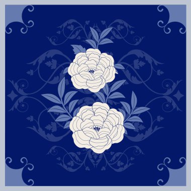 İspanya, İtalya ve Portekiz 'in tipik seramik seramik seramik fayansları. Eski moda çiçek ve yapraklar stilize edilmiş.