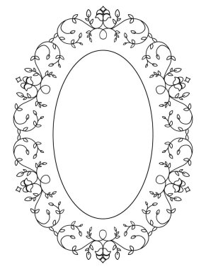 Antika süslemeli çiçekli çerçeve eski tarz ve boş alan, beyaz arkaplanda izole