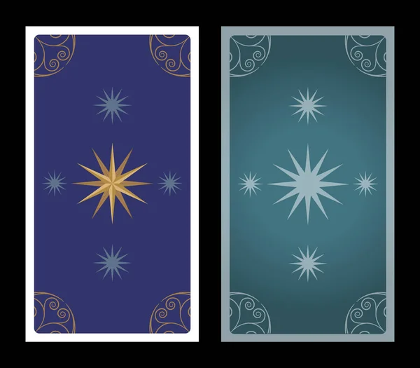 Carte Tarot Carte Jouer Avec Cadre Ornemental Vintage Étoiles — Image vectorielle