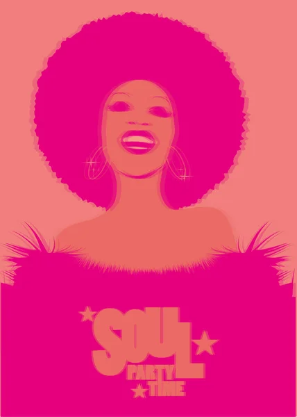 Hermosa Mujer Con Pelo Rizado Estilo Afro Colores Ácidos Simulación — Archivo Imágenes Vectoriales