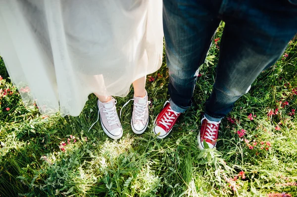 Módní super pár, nohy, životní styl - koncepce — Stock fotografie
