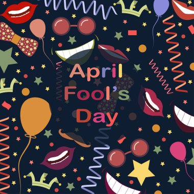 April Fool's Day.Funny arka plan. Vektör çizim