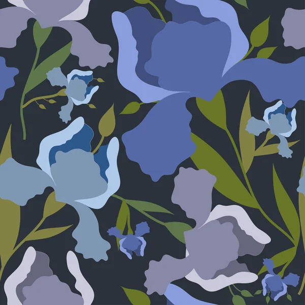 Modèle vectoriel sans couture avec des fleurs d'iris — Image vectorielle