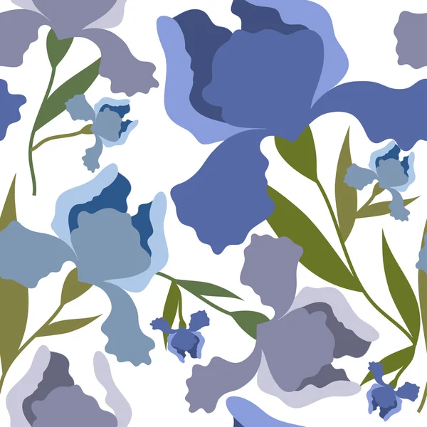 Modèle vectoriel sans couture avec des fleurs d'iris — Image vectorielle