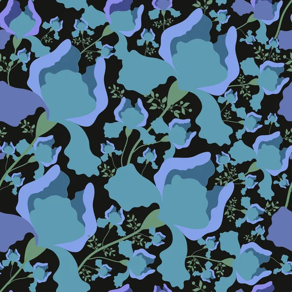 Motif floral avec des fleurs d'iris — Image vectorielle