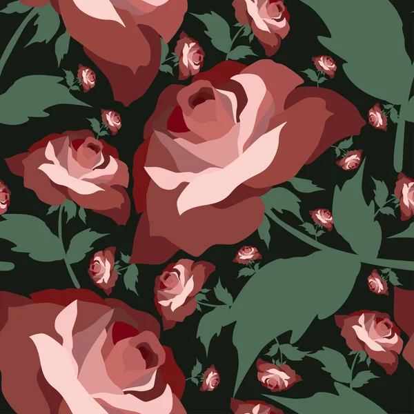Naadloos patroon met rozenbloemen — Stockvector