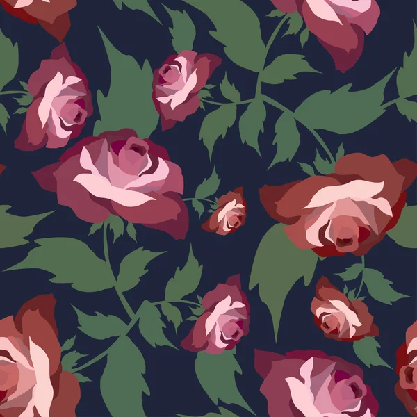 Modèle sans couture avec des fleurs roses — Image vectorielle