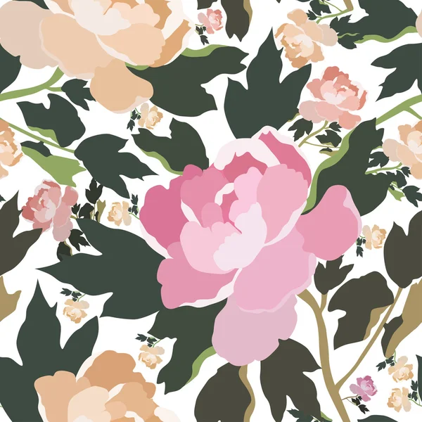 Patrón sin costura con flores de rosa — Archivo Imágenes Vectoriales