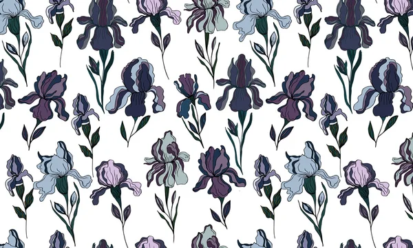 Modèle sans couture avec fleur d'iris. — Image vectorielle