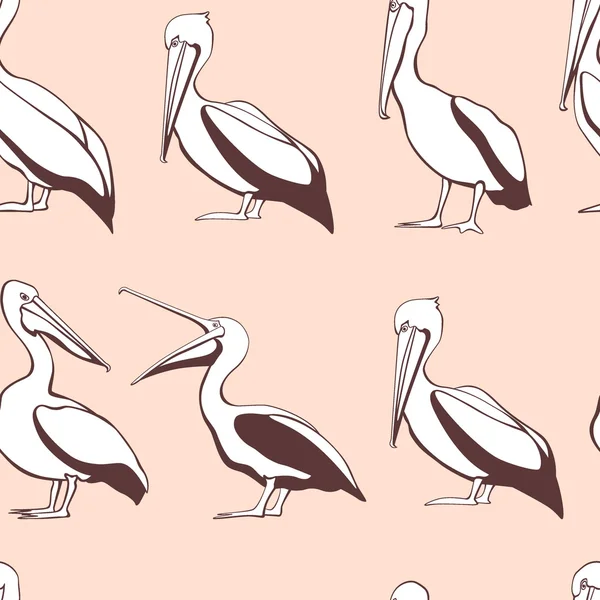 Pelicans seamless pattern — Stock Vector