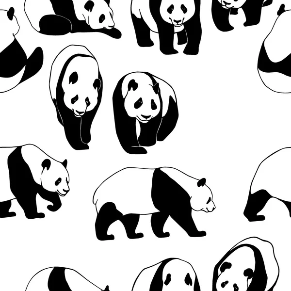 Pandas padrão sem costura — Vetor de Stock