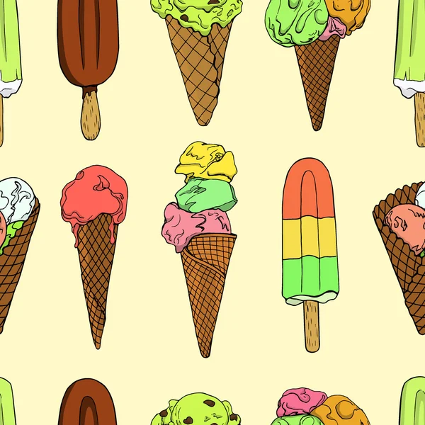 Ice creams pattern — Stock Vector