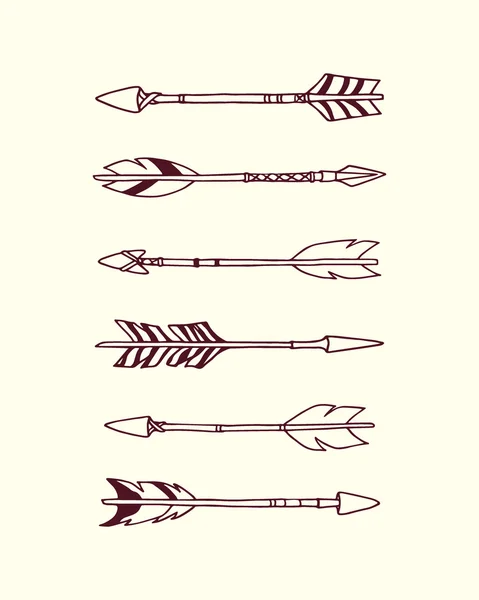 Flechas tribales dibujadas a mano — Vector de stock