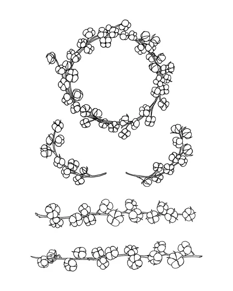 綿の花グラフィック セット — ストックベクタ