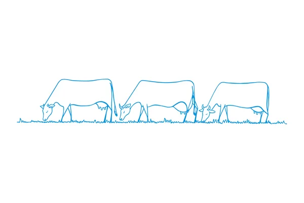Ilustrasi kawanan sapi - Stok Vektor
