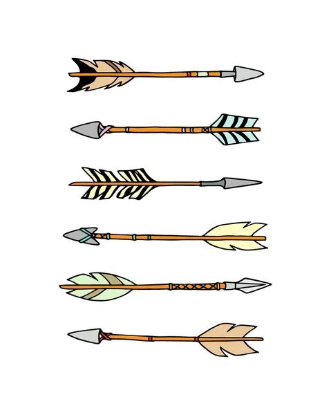 Flechas tribales dibujadas a mano — Vector de stock