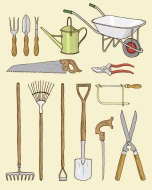 Bahçe aletleri illüstrasyon