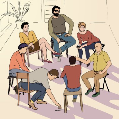 Grup terapisi illüstrasyon