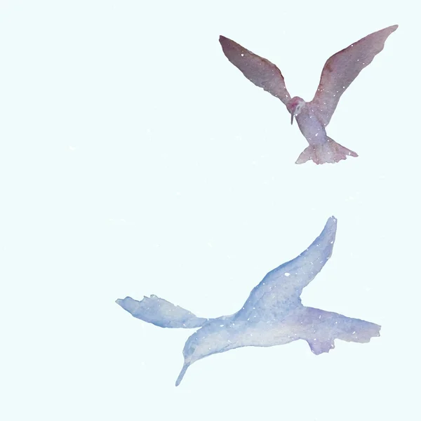 Oiseaux aquarelle volant — Image vectorielle