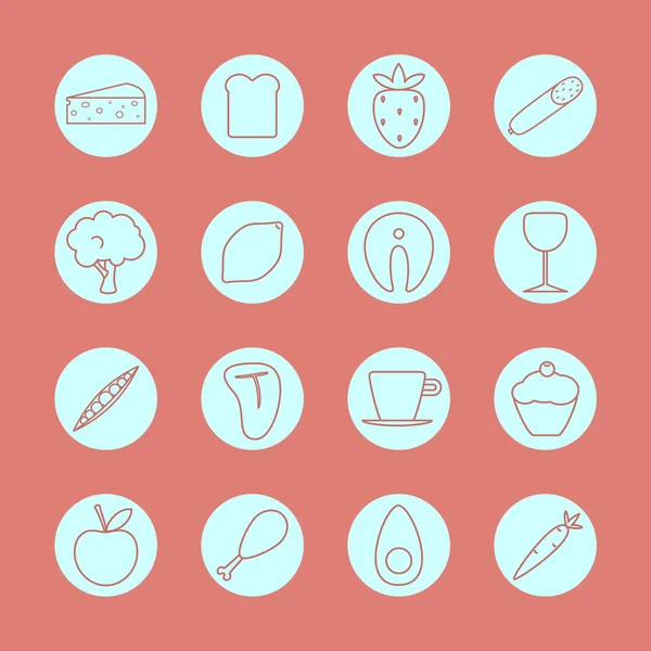 Inicio icono de comida conjunto — Vector de stock