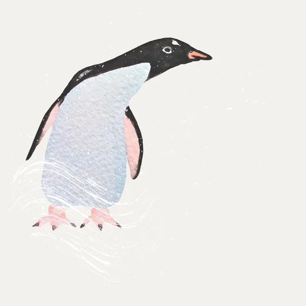 El suluboya penguen boyalı — Stok Vektör
