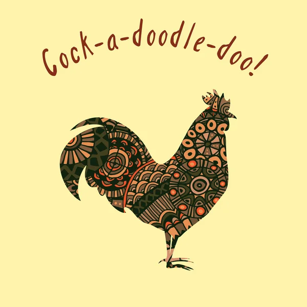 Vector doodle patterned cock — Stock Vector