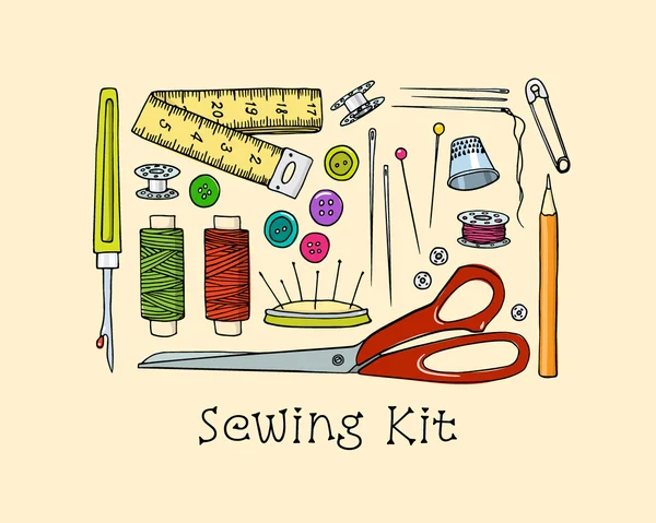 Sewing kit illustration — Stock Vector