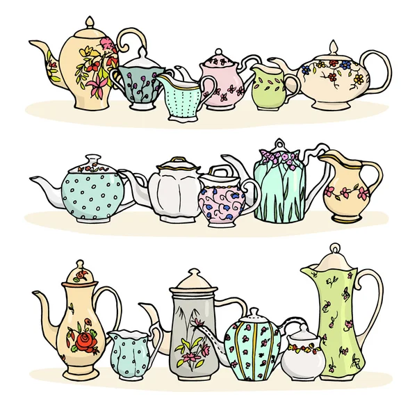 Ilustración vectorial de cosas de té vintage — Vector de stock