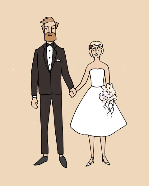 Bruid en bruidegom illustratie — Stockvector
