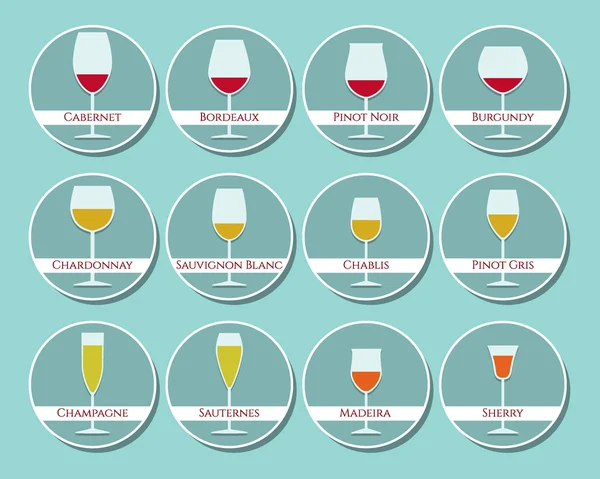 Wine glass shapes — Stock Vector