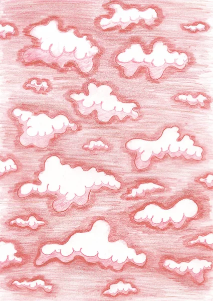 Chmury w tle ołówek różowy — Zdjęcie stockowe
