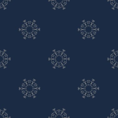 Vektör yuvarlak elemanları ile seamless Arapça modeli. Lacivert arka plan.
