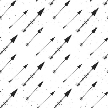 Vektör siyah okları ile seamless modeli. Boho, Hint ve etnik stilleri. 