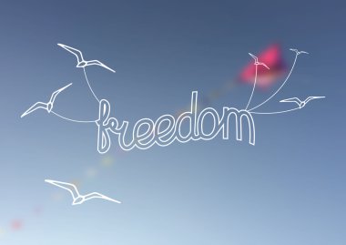 Vektör el üzerinde arka plan bulanık tipografi poster - özgürlük - Aydın