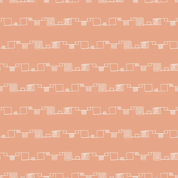 Векторный бесшовный узор с нарисованными вручную геометрическими элементами на оранжевом фоне. Бесшовный узор можно использовать для текстиля, обоев, оберточной бумаги, паутины . — стоковый вектор