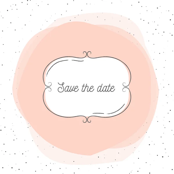 Vektor illustration av vintage ram på den mjuka rosa bakgrunden. Inscription - spara datumet. Bröllop inbjudan mall. — Stock vektor