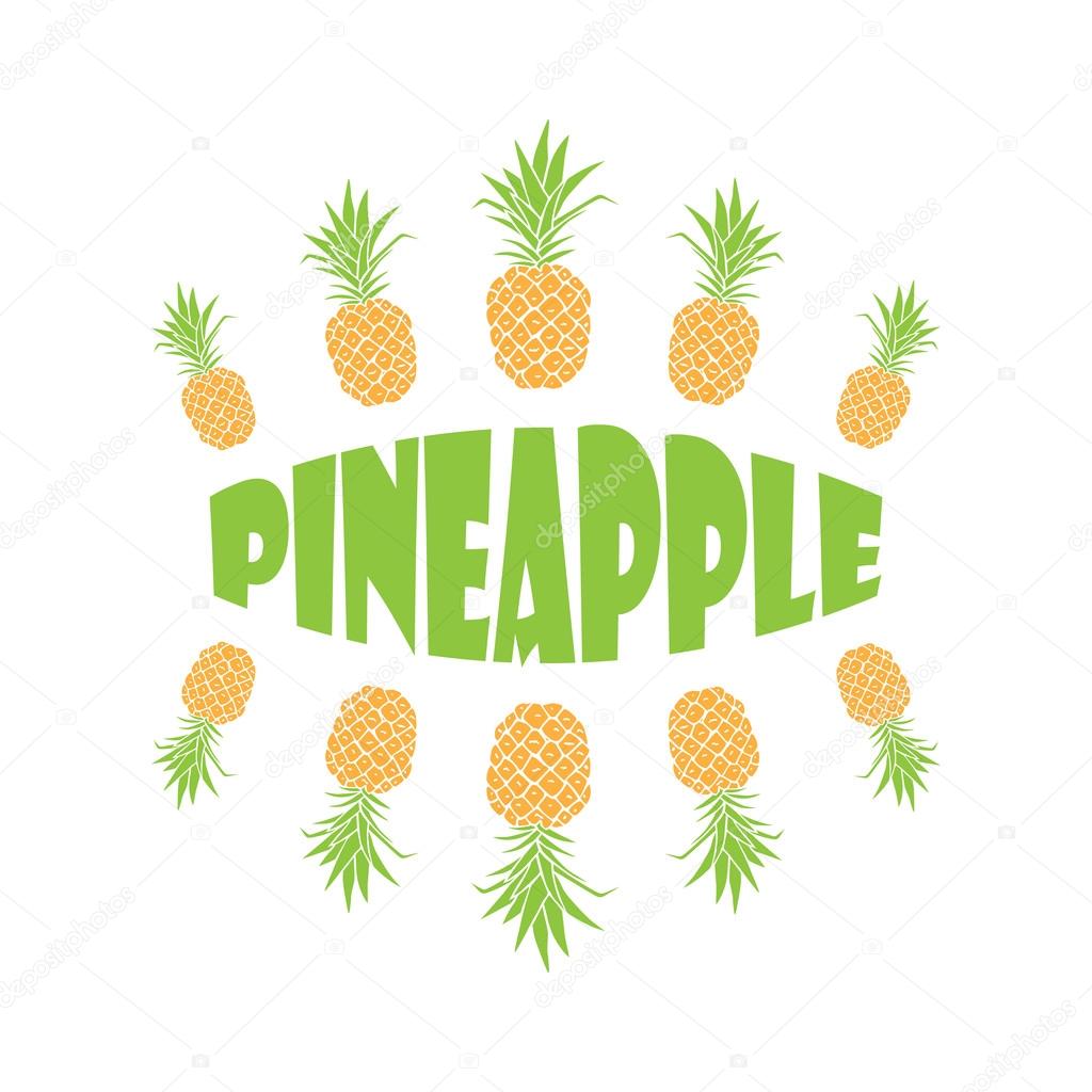 Vector hand drawn pineapple with typography. Stock Vector Image by