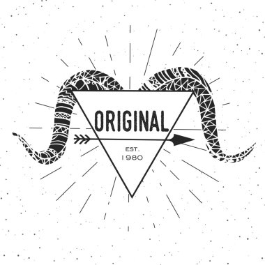 Özgün - vintage tipografi ile ram'ın kafasıyla etiketi şablonu. Vektör damga veya afiş.