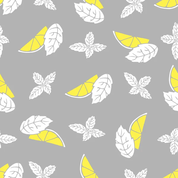 Vector seamless pattern with mint and lime. Summer drink - mojito.