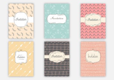 Davetiye elle çizilmiş desenlerle kümesi. Düğün davet ediyoruz. Düğün arka plan. Düğün davet afişi.