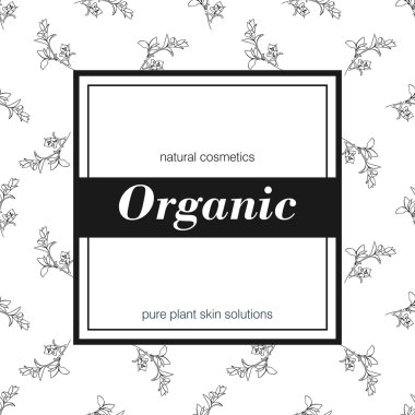 Banner için organik Dükkanı. Vektör çiçek Çizim. Ürün Ambalaj için şablon. Kare çerçeve
