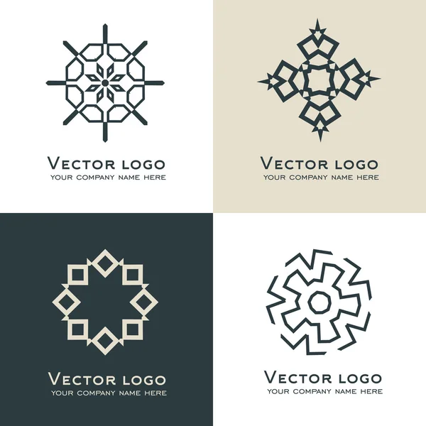 Conjunto de vetor abstrato logotipo geométrico. Celta, estilo árabe. Ícone da geometria sagrada. Desenho da identidade —  Vetores de Stock