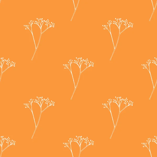 Vektor nahtloses Muster mit handgezeichneten floralen Elementen. botanischer Hintergrund in oranger Farbe. Gewebestruktur — Stockvektor