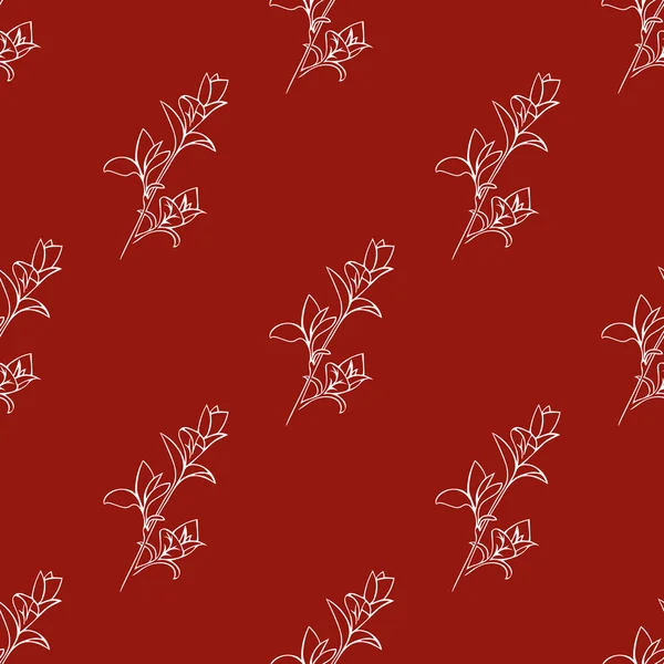 手でシームレスなパターンをベクトルには、花の要素が描かれています。赤い色で植物の背景。生地のテクスチャ — ストックベクタ