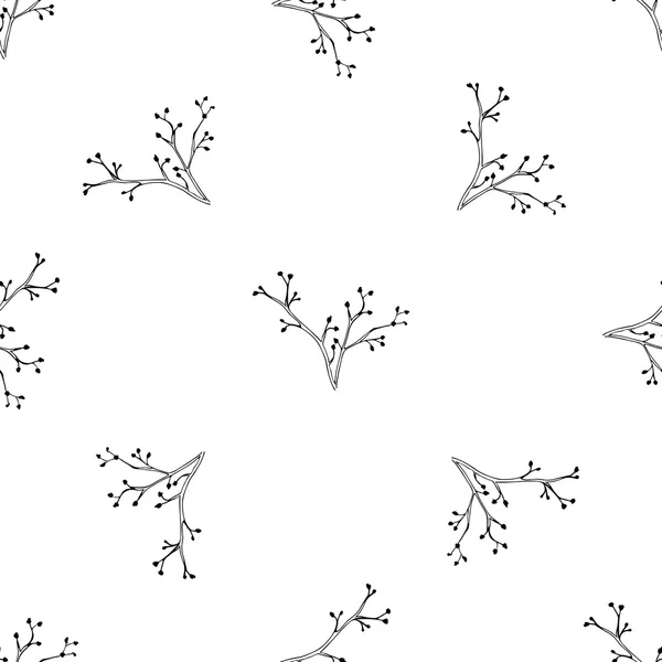 インクの手でシームレスなパターンをベクトルには、ハーブが描かれています。植物の背景。オーガニック ショップ パターン. — ストックベクタ