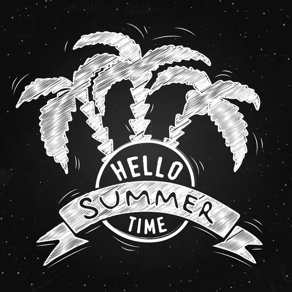 Vector hand belettering inspirerende typografie poster Hello's zomers op het schoolbord. Banner — Stockvector