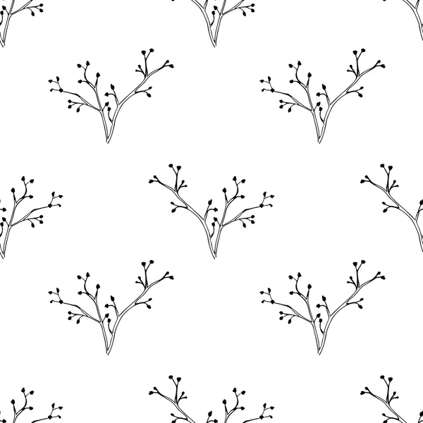 手でシームレスなパターンをベクトルには、ハーブが描かれています。白と黒の植物の背景。生地のテクスチャ ロイヤリティフリーのストックイラスト