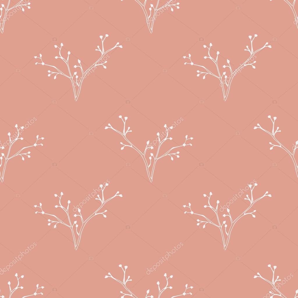Reticolo senza giunte con la mano disegnata bacche ed elementi floreali Priorit  bassa botanica in colore rosa sporco — Vettoriali di Brainsbutterail