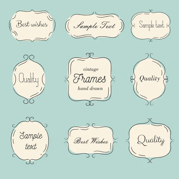 Vintage hand drawn frames set. Vector. It's can be used for wedding invitations, gift cards, menu and logo. — Stock Vector