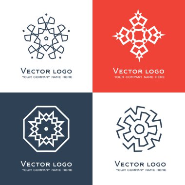 Vektör soyut geometrik logo kümesi. Celtic, Arap tarzı. Kutsal geometri simgesi. Marka kimliği